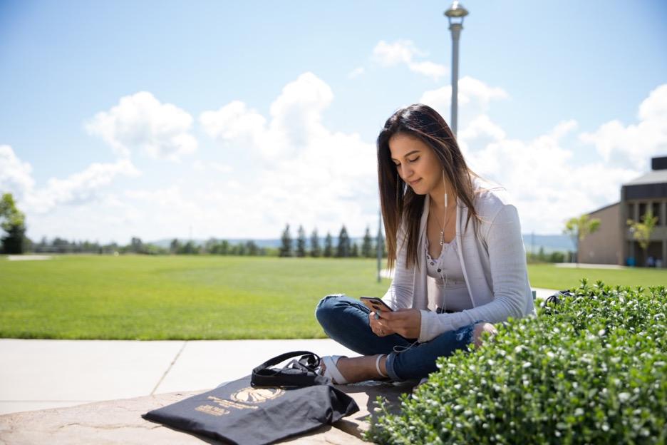 Student on phone